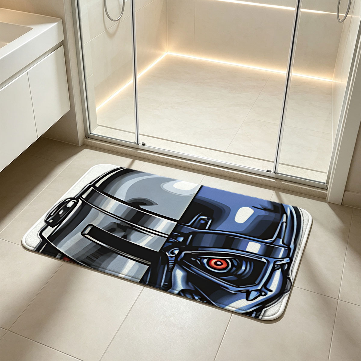 Cyborg Lucky: Half Human, Half Machine - Flannel floor mat