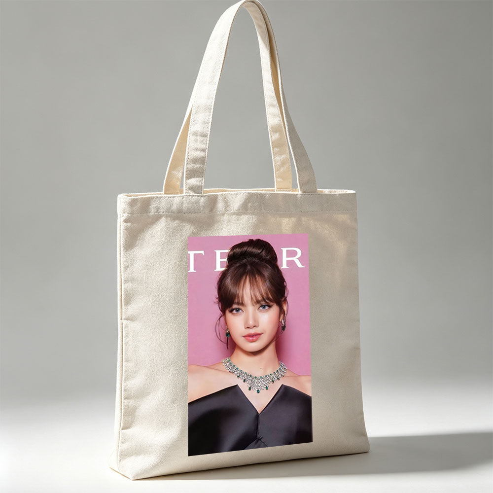 Lisa Blackpink Red Carpet Glamour in Emerald Jewelry and Black Gown - Canvas tote bags