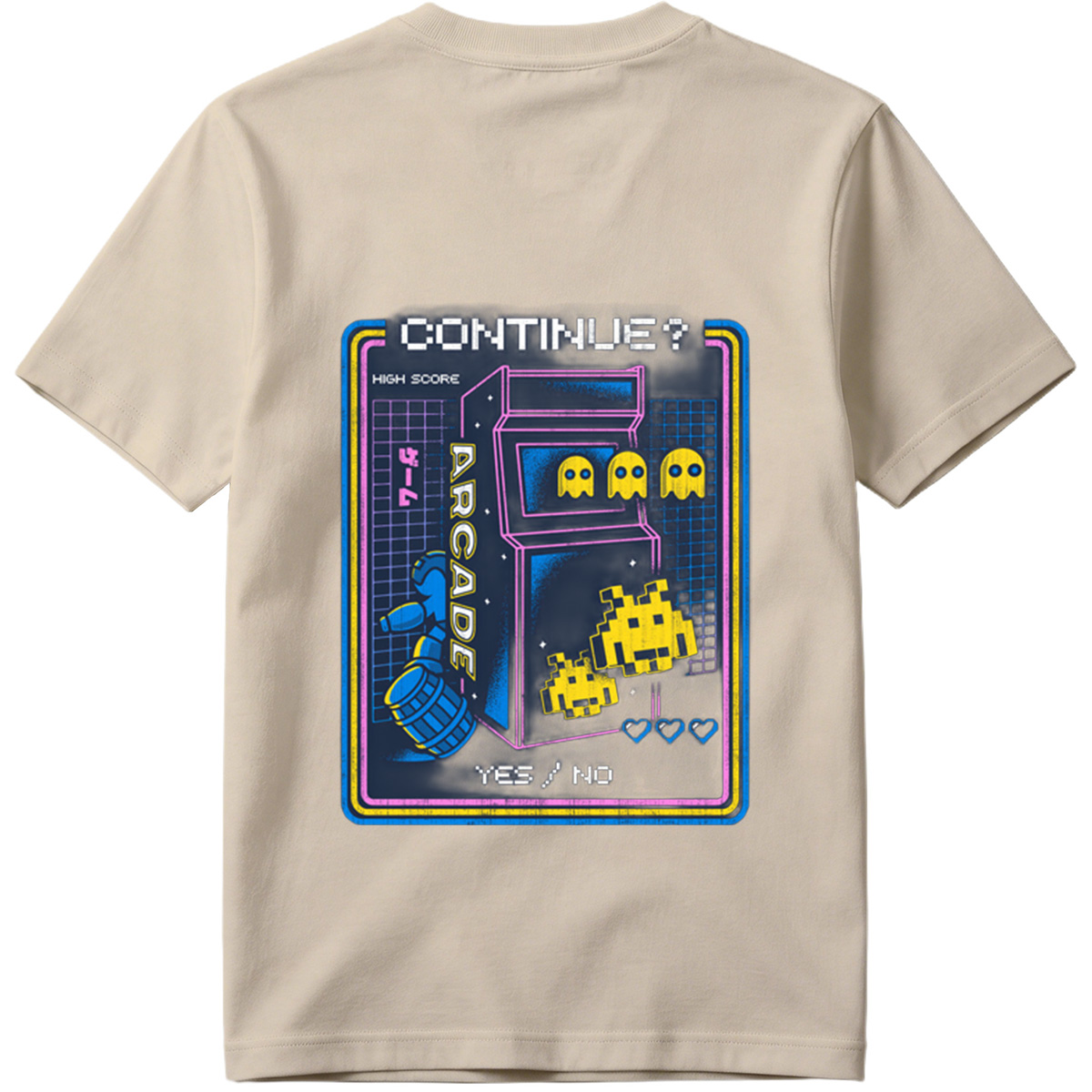 Pac-Man and Space Invaders Arcade Continue Screen - Tee