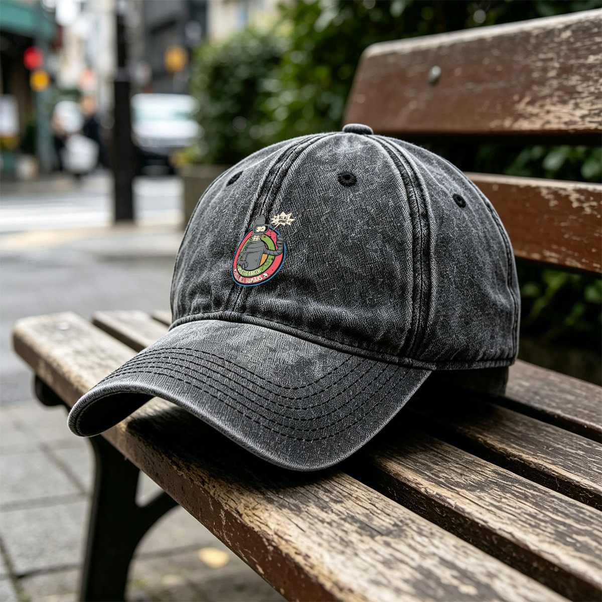 Futurama Bender: Save the Earth, Kill All Humans - Washed Denim - Baseball Cap