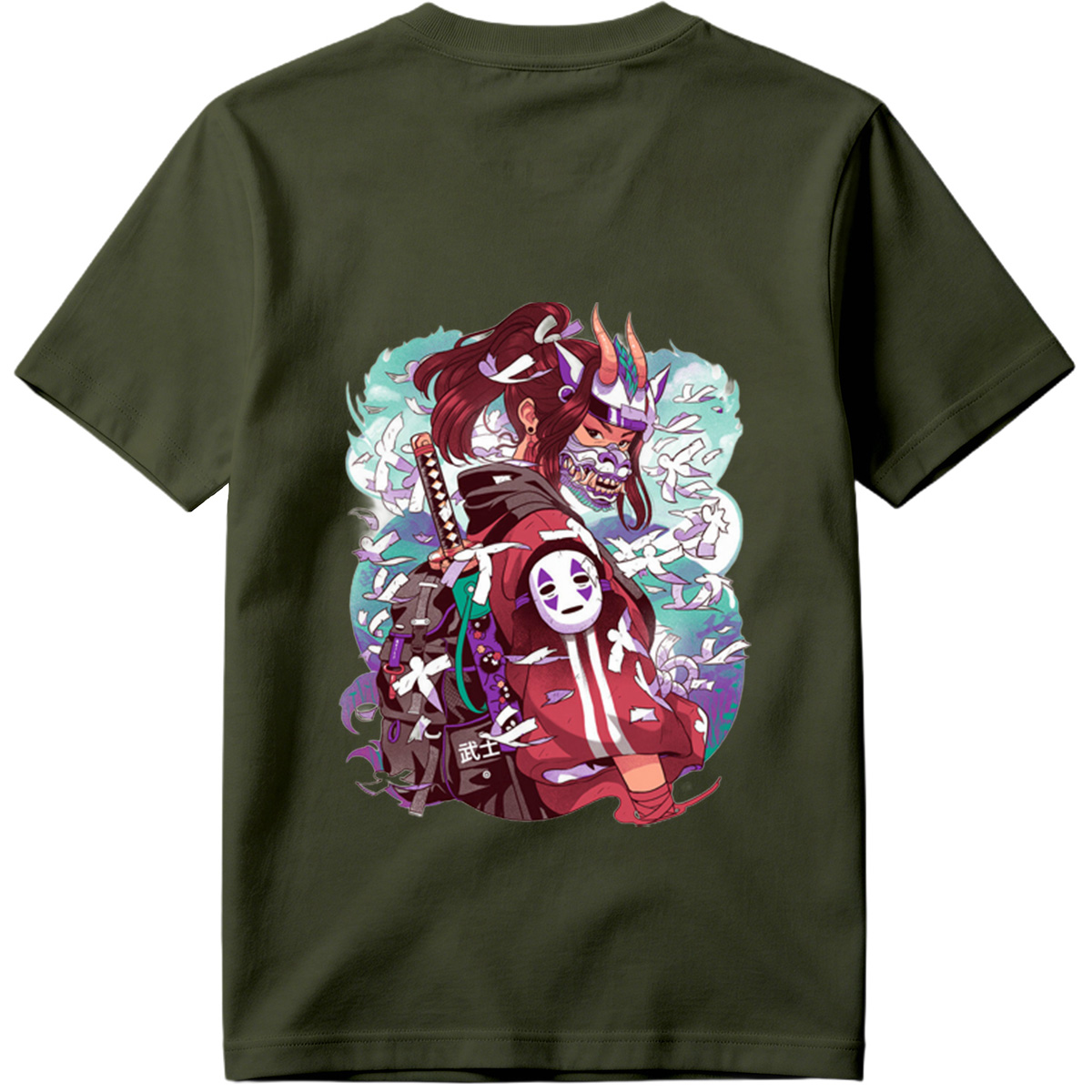 Samurai Warrior with Mask and Katana - Tee