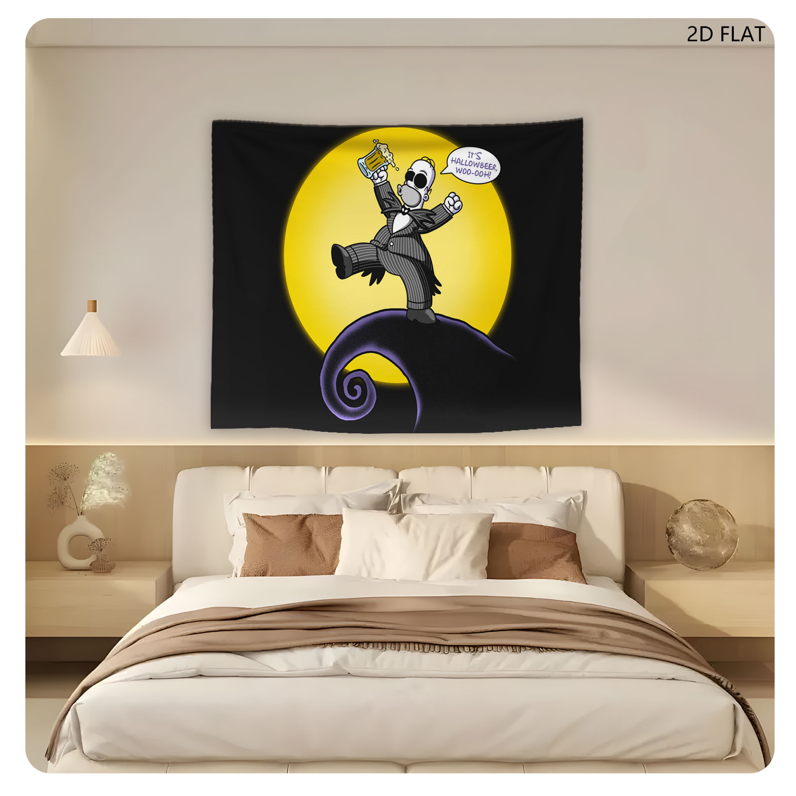 Jack Skellington Celebrates Hallowbeer Under the Moon - Tapestry