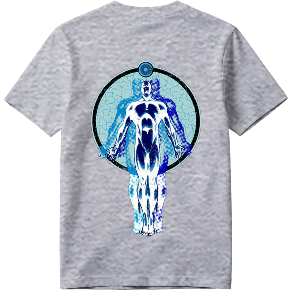 Blue Human Figure in Circular Frame - Tee