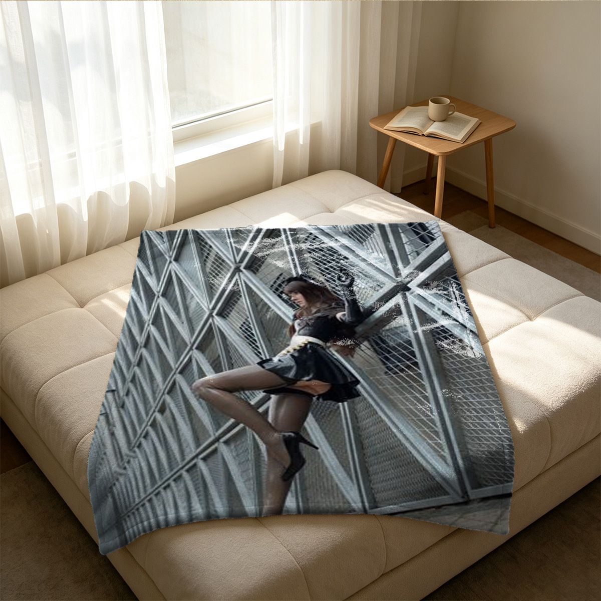 Emily Ratajkowski in Gray Bikini on Swivel Chair - Blanket
