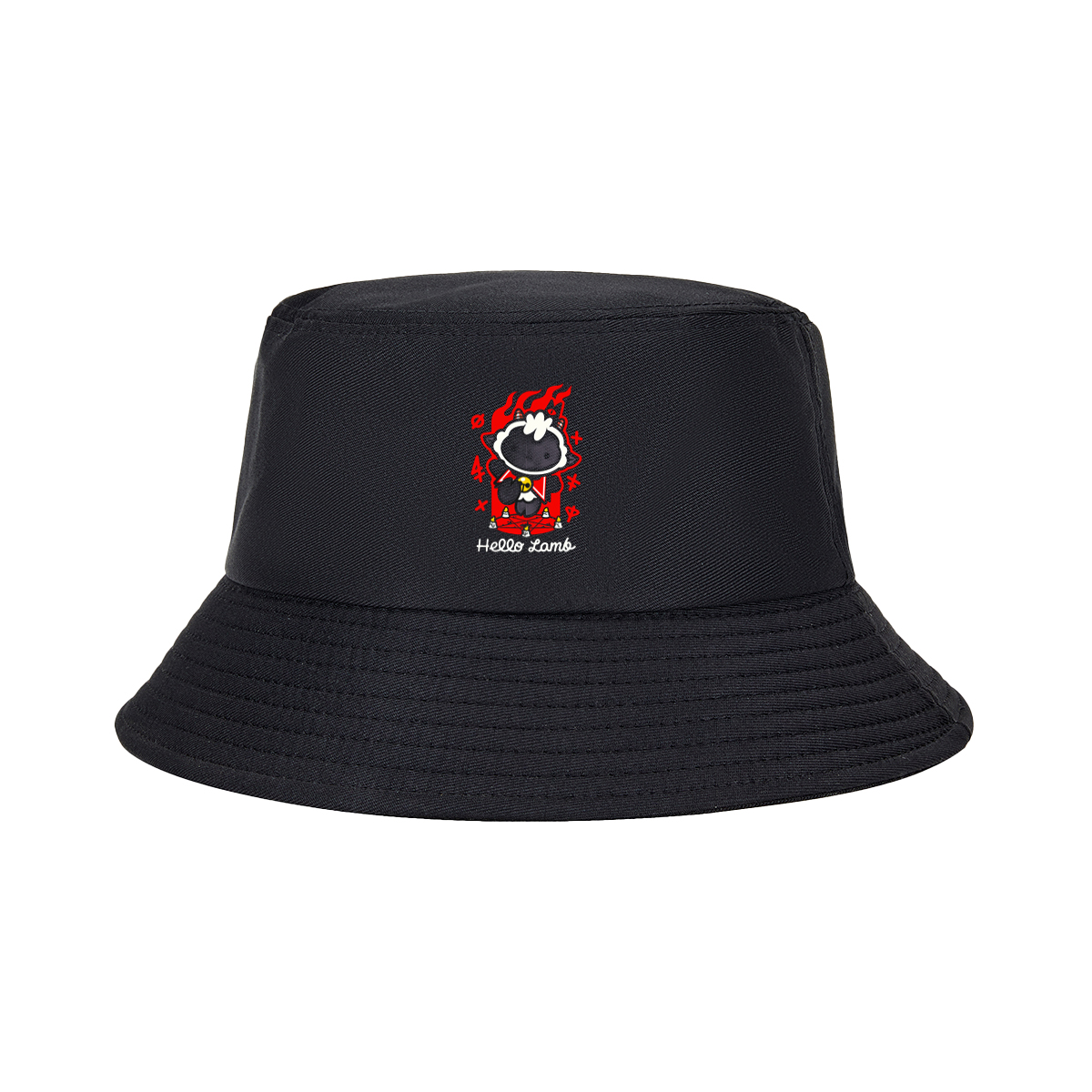 Hello Lamb: Dark Sheep with Flames and Ritual Symbols - Fisherman's Hat