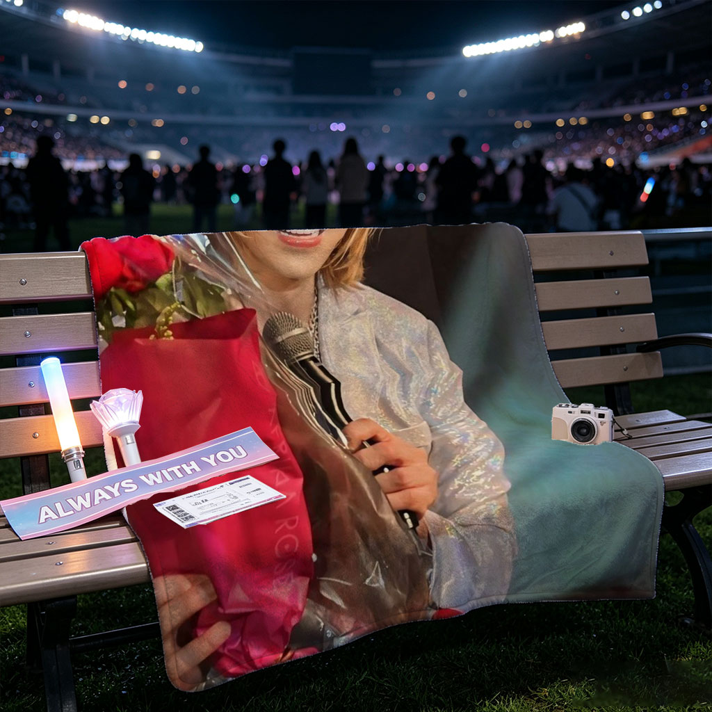 Gackt Holding Red Roses on Stage with Microphone - Blankets