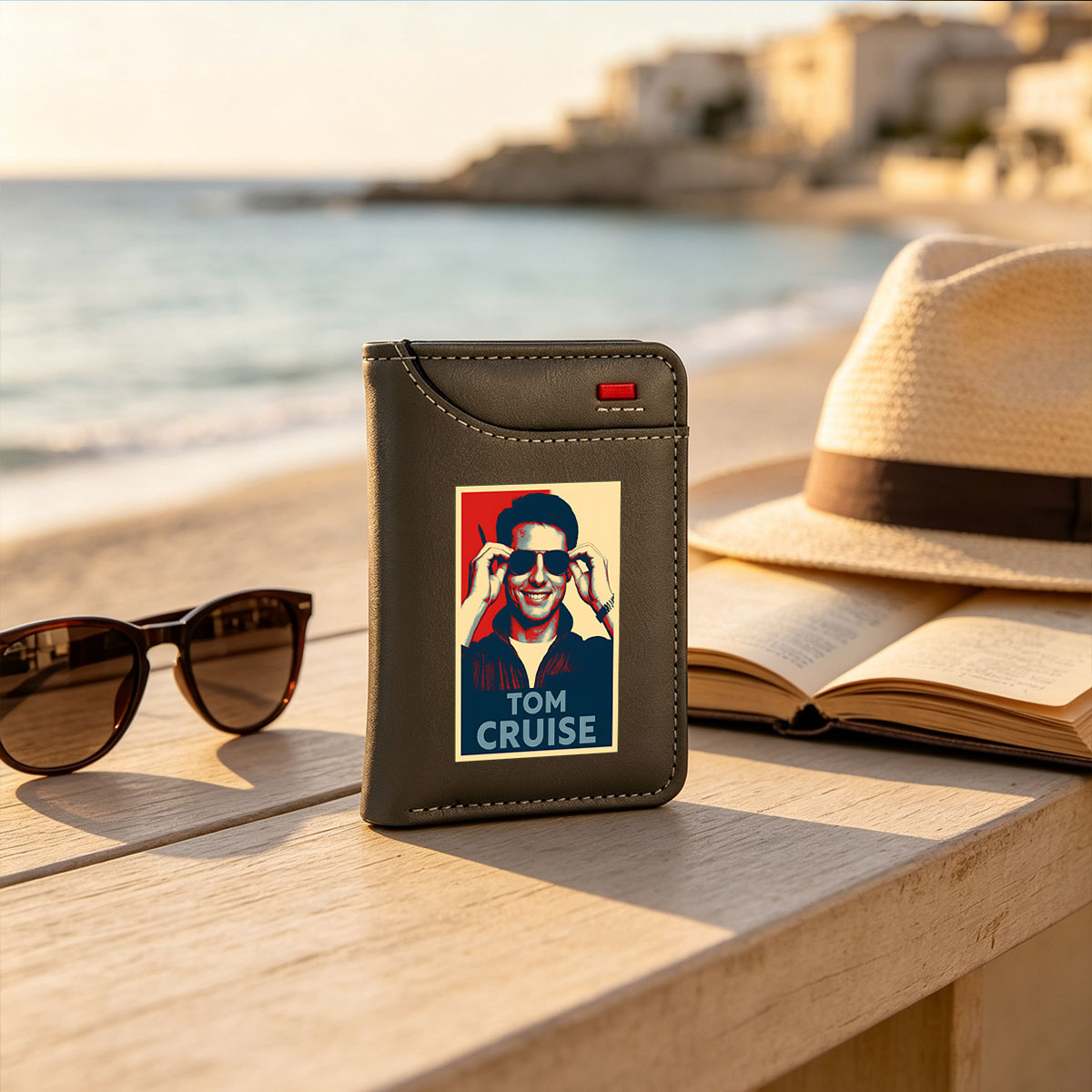 Tom Cruise Wearing Sunglasses in Pop Art Style Poster - Vertical Style Wallet