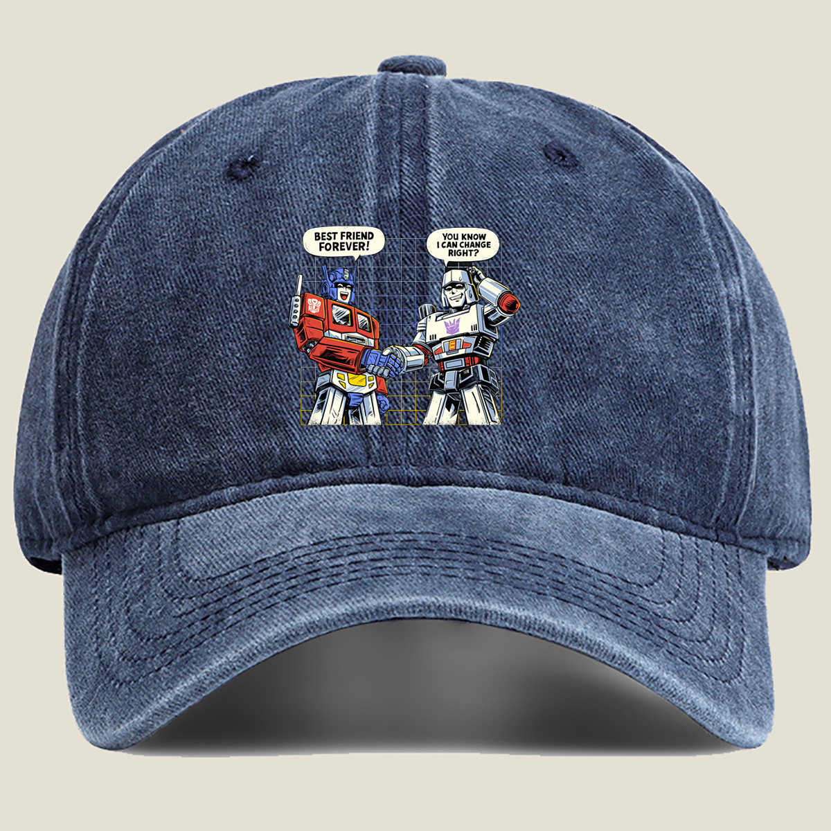 Transformers: Optimus Prime and Megatron Best Friends Forever - Washed Denim - Baseball Cap