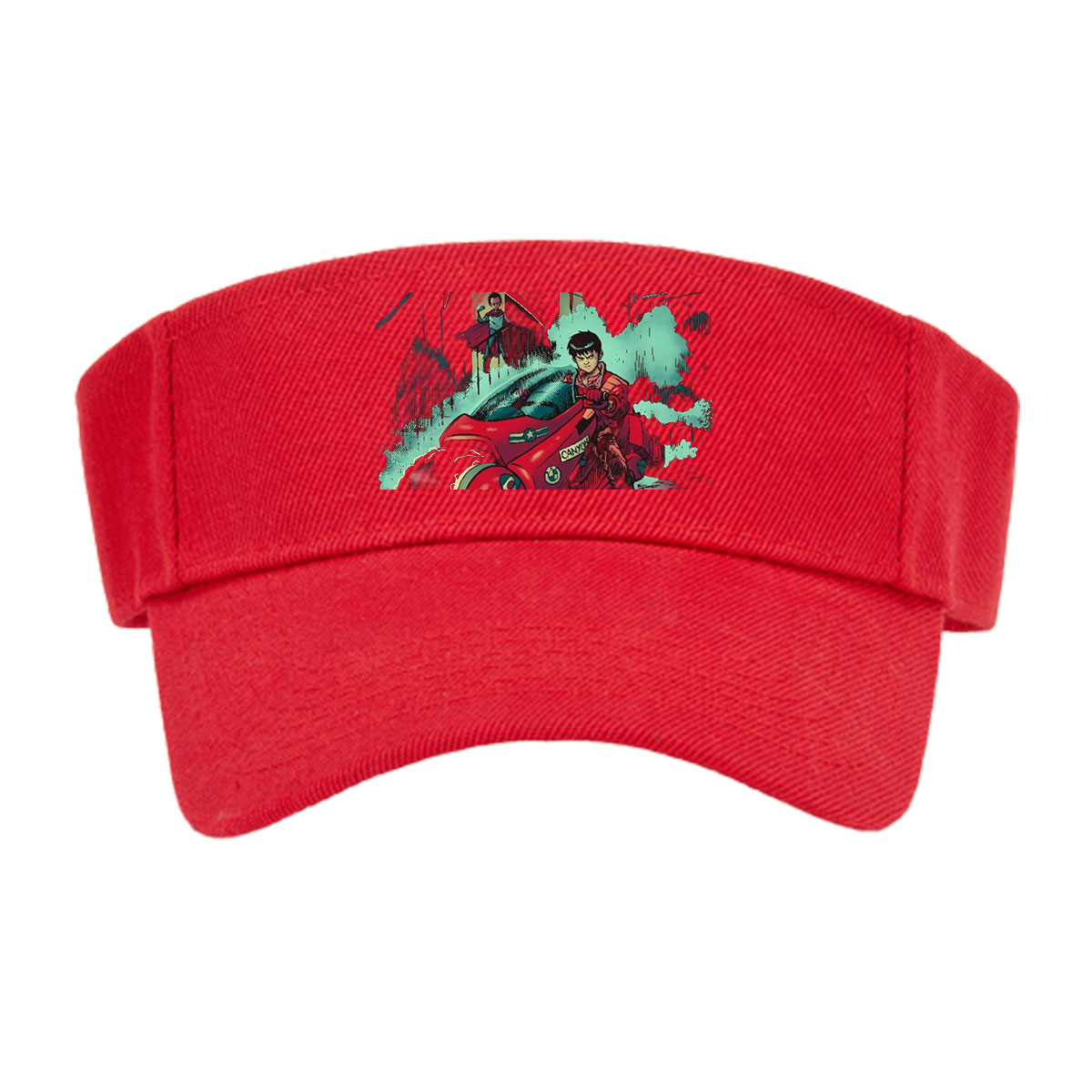 Kaneda on Red Motorcycle with Future City Background -  Visor cap