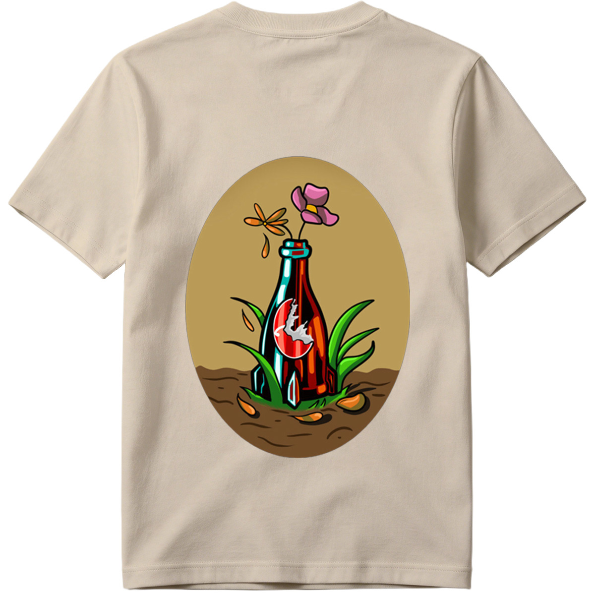 Bottle Garden with Flower and Dragonfly - Tee