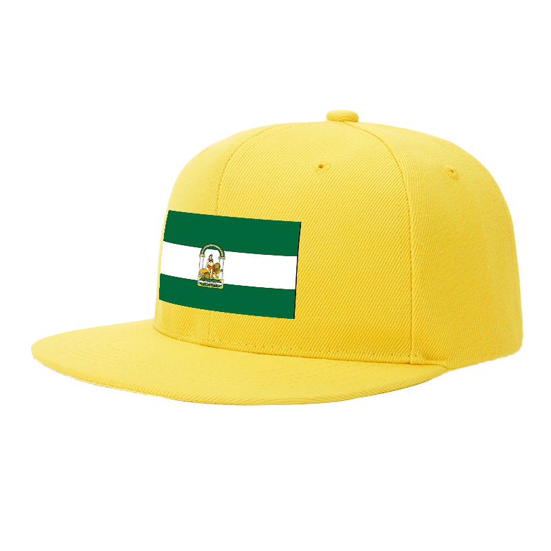 Flat Brim Baseball Cap Andalusia Emblem Design Streetwear Underground Skate Style Basketball Court Urban Skate Park Fit for Skaters Rappers Streetwear Enthusiasts