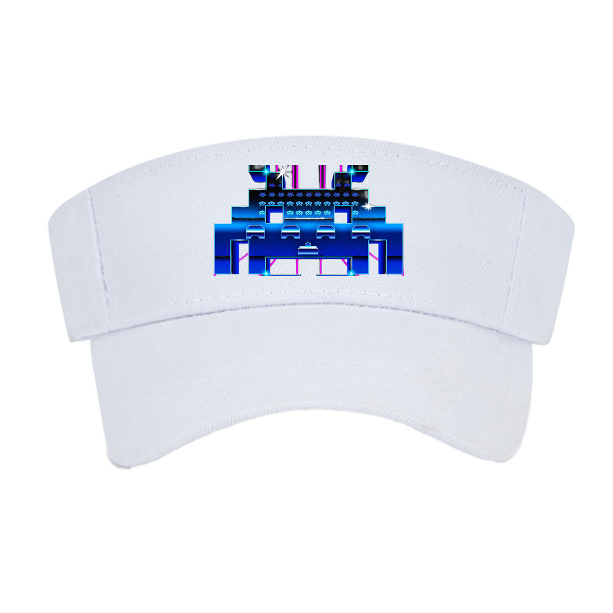 Space Invaders: Classic Arcade Game with Pixel Aliens and Neon Platforms -  Visor cap