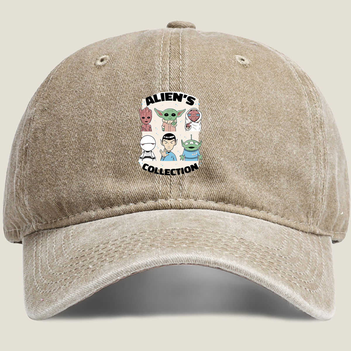 Alien's Collection: Groot, Yoda, Jabba, White Walker, Spock, and Alien - Washed Denim - Baseball Cap