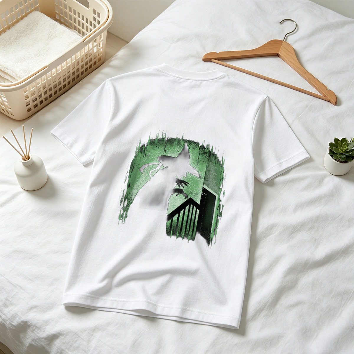 Witch Silhouette in Green Glow - Tee