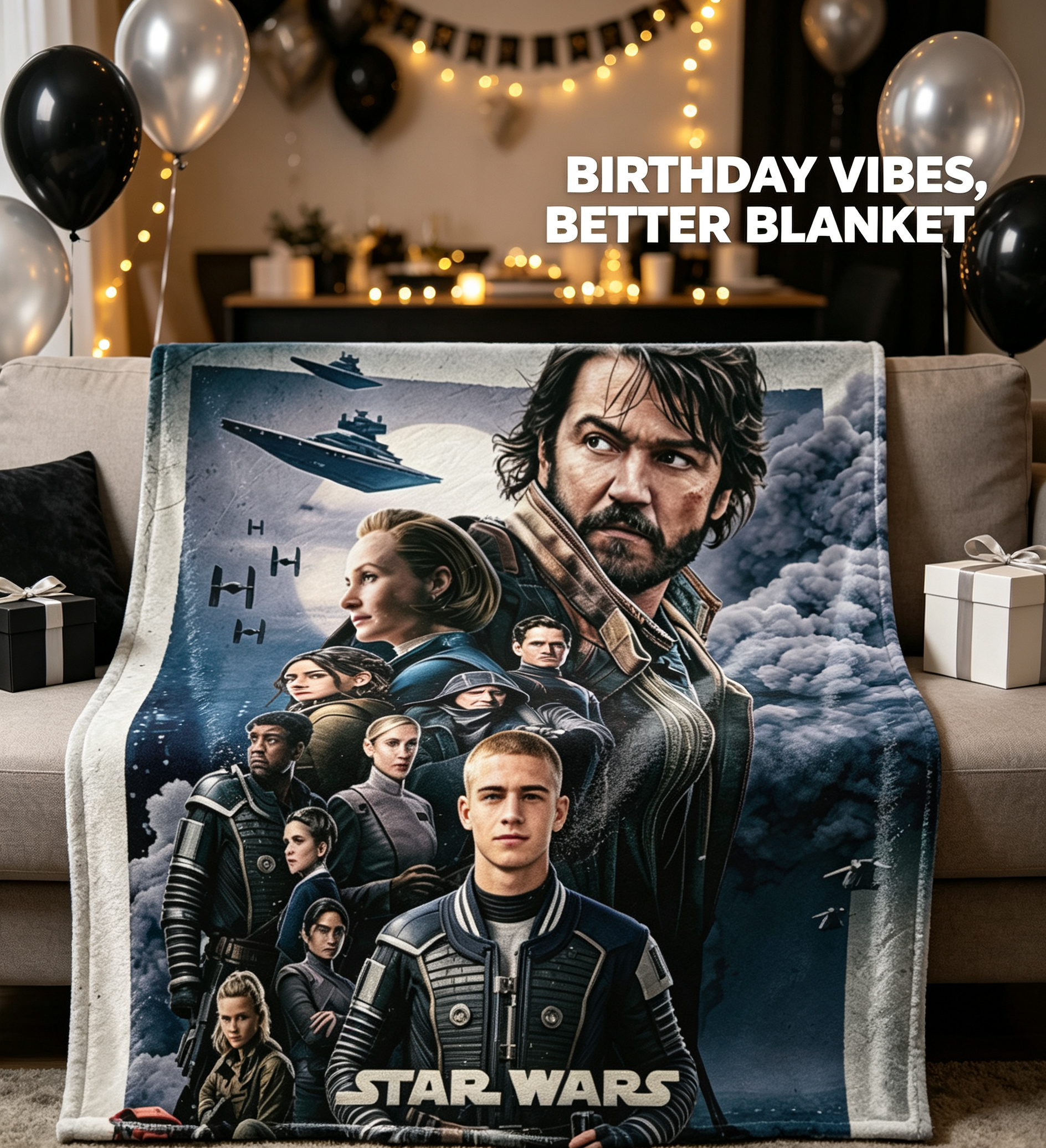 Custom Face Blanket Star Wars Andor Flannel Blanket for Fans and Collectors – Perfect Gift or Giveaway for Movie Enthusiasts