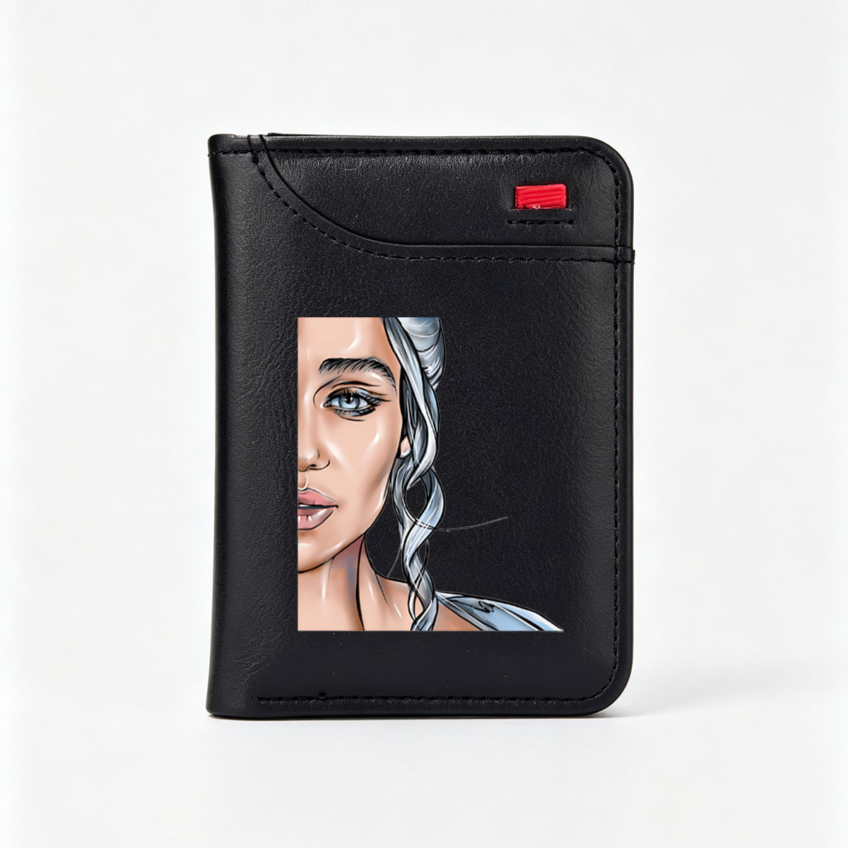 Daenerys Targaryen from Game of Thrones, silver-haired queen with blue eyes, illustrated portrait - Vertical Style Wallet