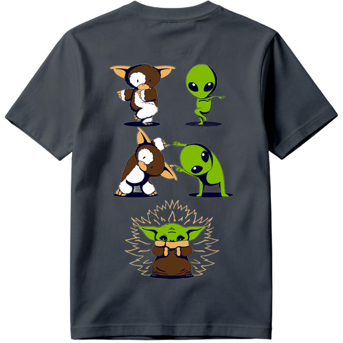 Diddy Kong, Alien, and Baby Yoda in Playful Poses - Tee