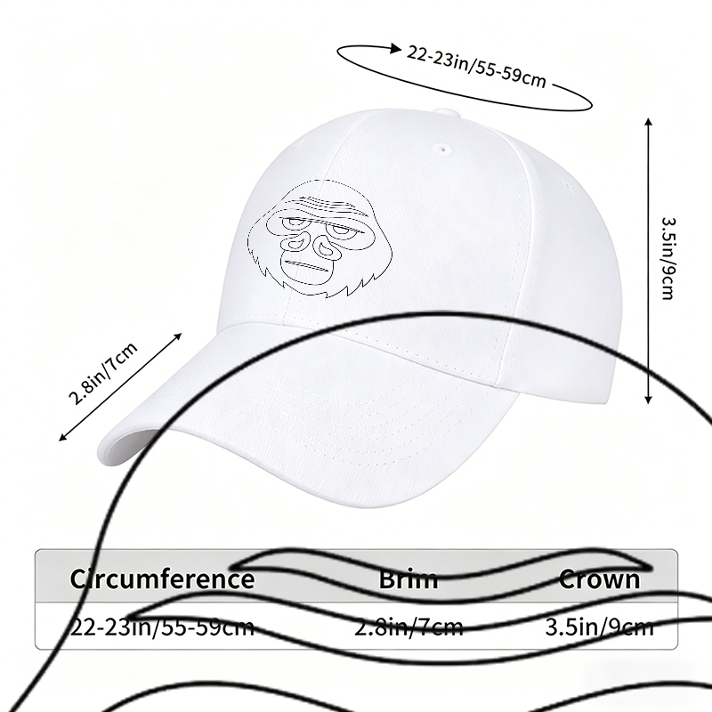 Unisex Classic Baseball Cap with Monkey Face Print Design - Stylish Adjustable Hat for Outdoor Activities, Urban Fashion, and Casual Wear - Perfect for Men and Women Who Love Unique Animal-Themed Accessories
