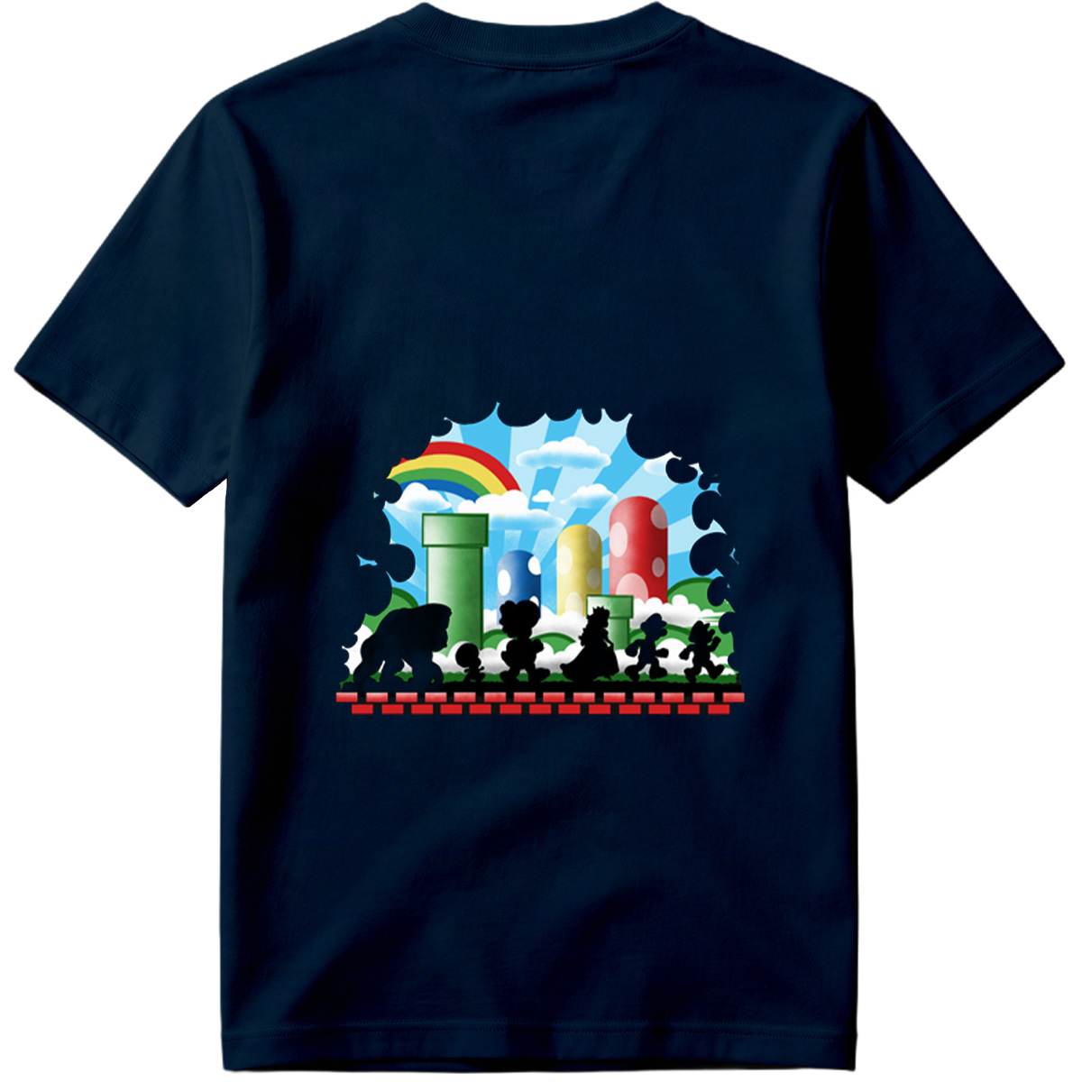 Super Mario Silhouettes: Koopa, Toad, Princess, Mario, and Luigi - Tee