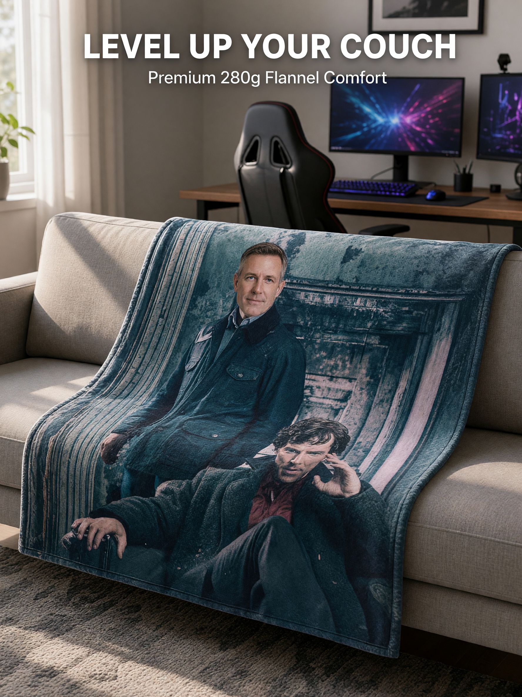 Custom Photo Face Blanket Personalized Soft Flannel Throw for Bed Sofa and Cozy Movie Nights Ideal Gift