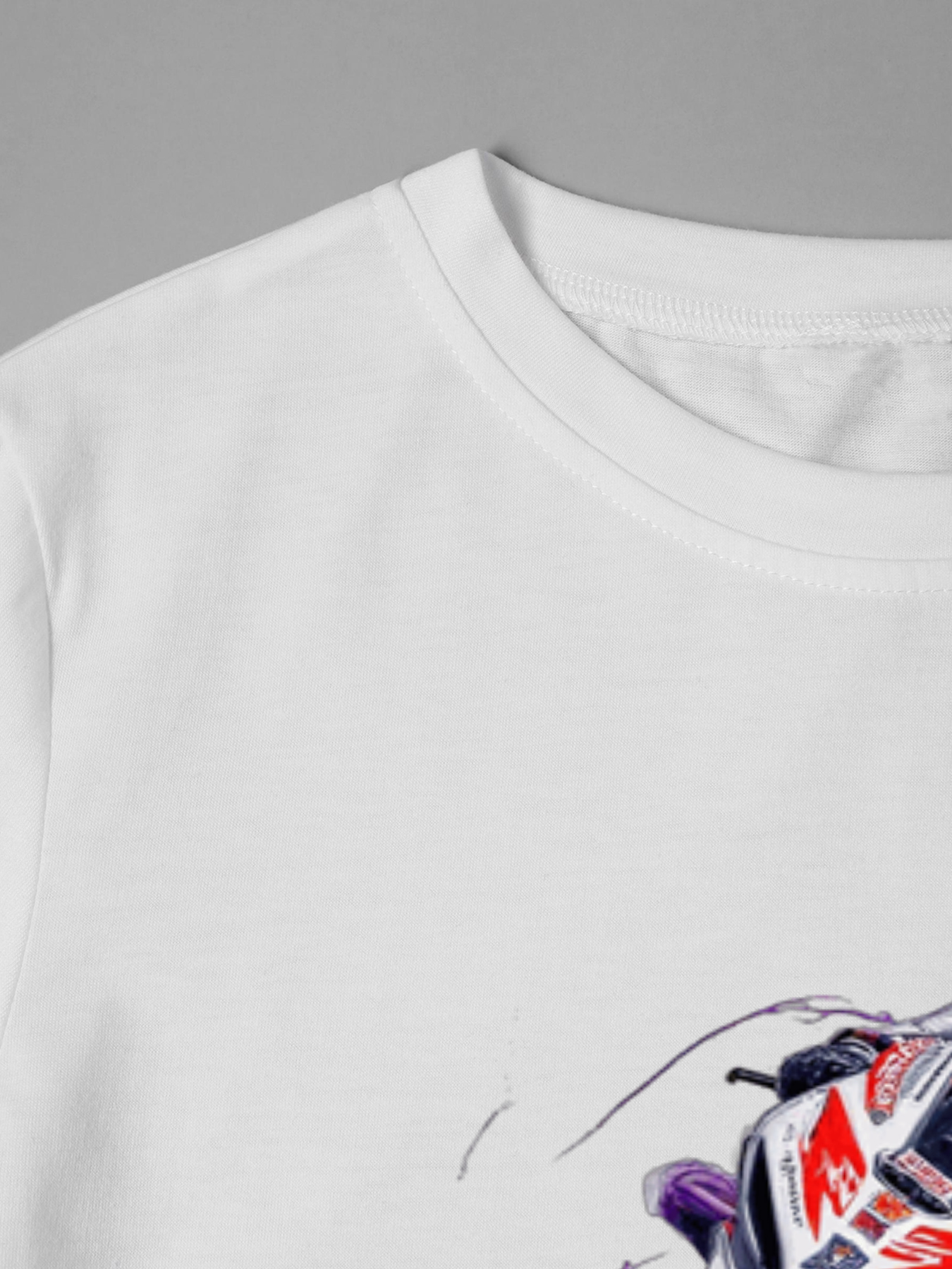Men's Printed T-Shirt Featuring Motorcycle Racing Graphic with Number 5 and 