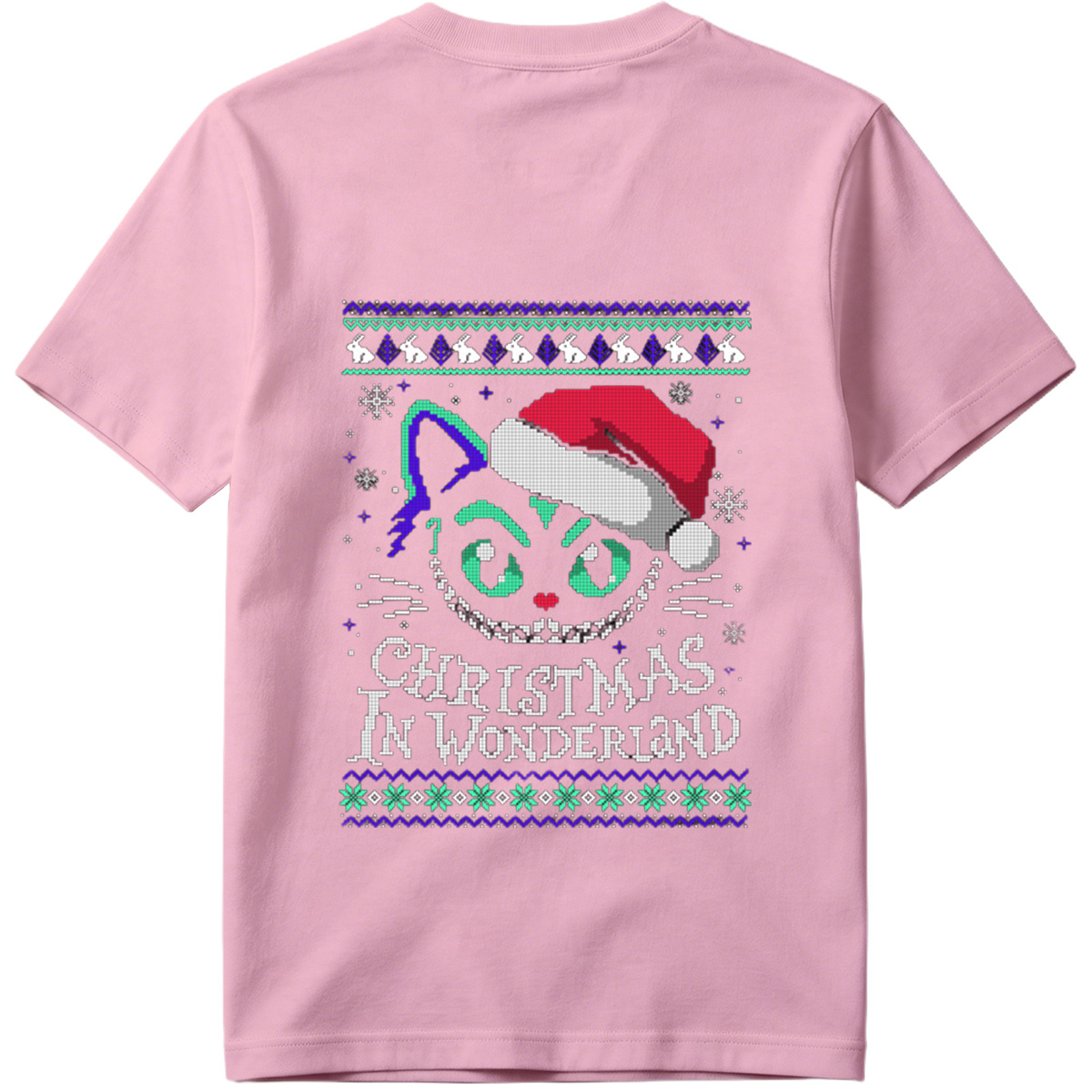 Christmas in Wonderland: Cheshire Cat Ugly Sweater Design - Tee