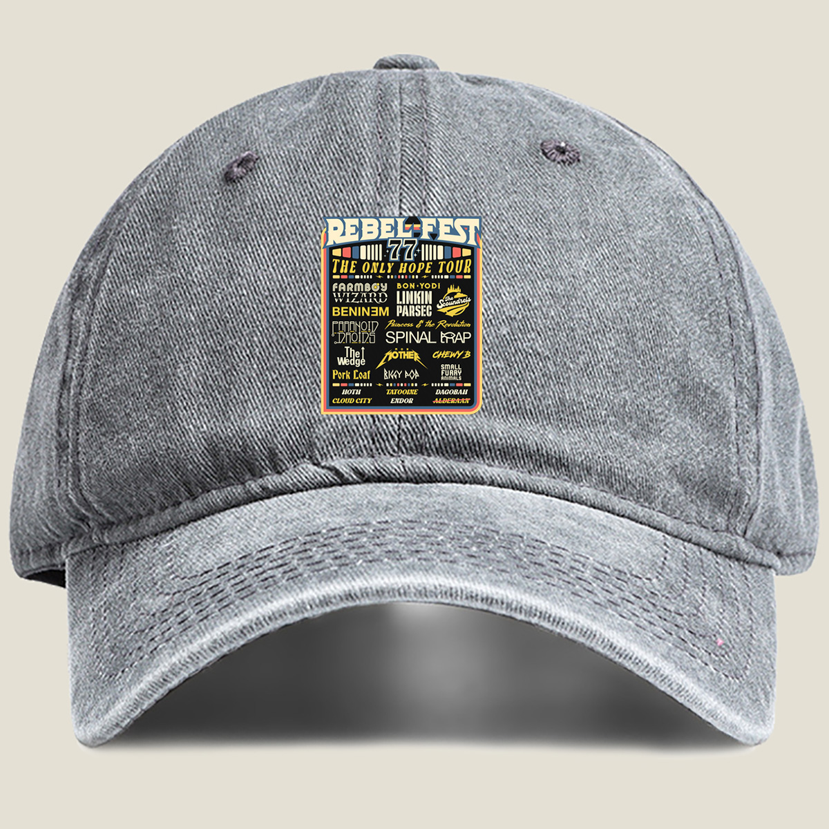 Rebel-Fest 77: The Only Hope Tour Featuring Star Wars Characters and Bands - Washed Denim - Baseball Cap