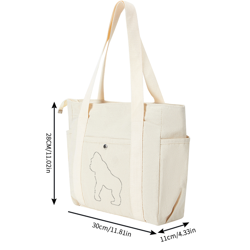 Multi Pocket Bag Beige with Dog Silhouette Print and Minimalist Design - Practical Everyday Carry for Urban Commuters and Outdoor Enthusiasts