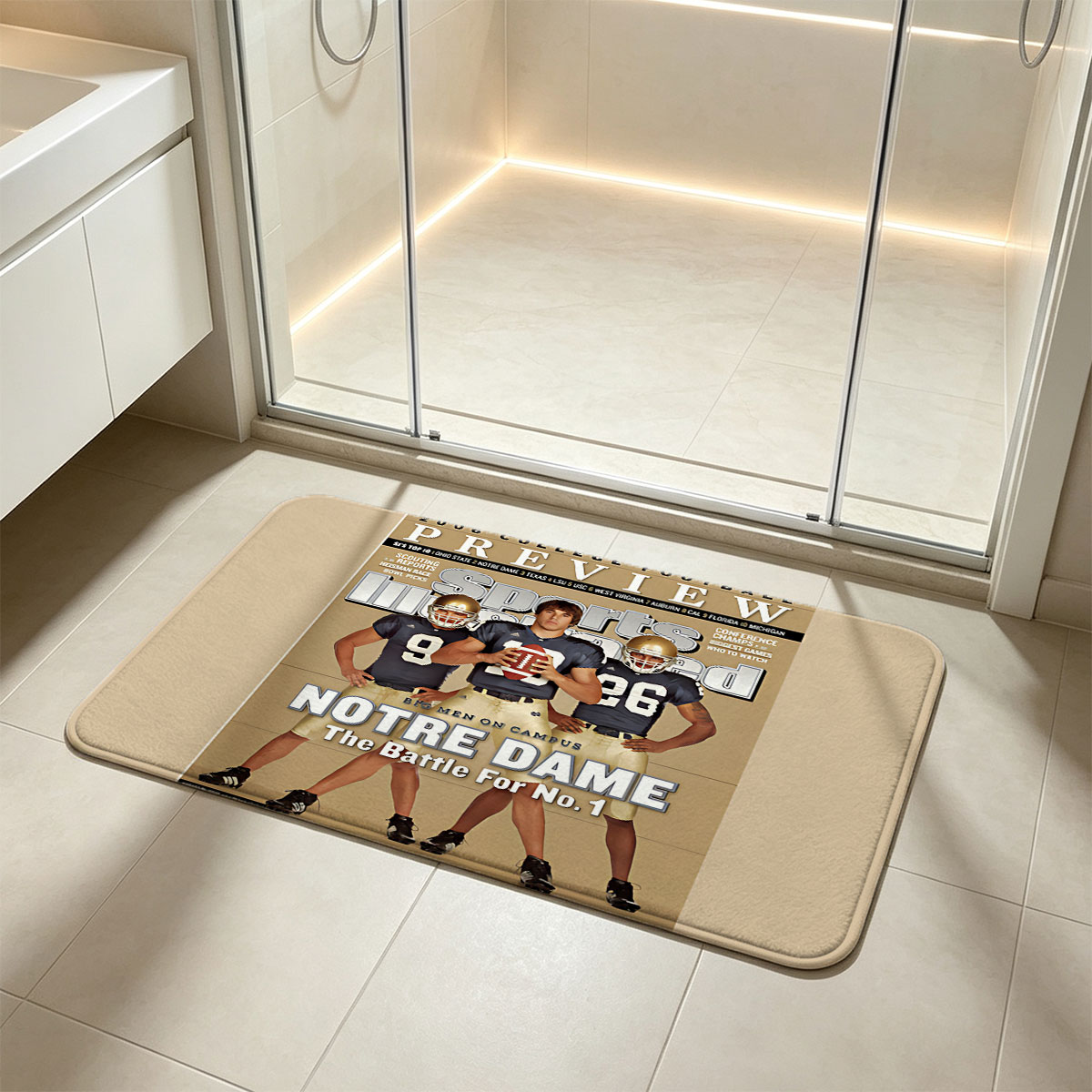 Notre Dame Football: The Battle for No. 1 – Tom Zbikowski, Brady Quinn, Travis Thomas - Flannel floor mat