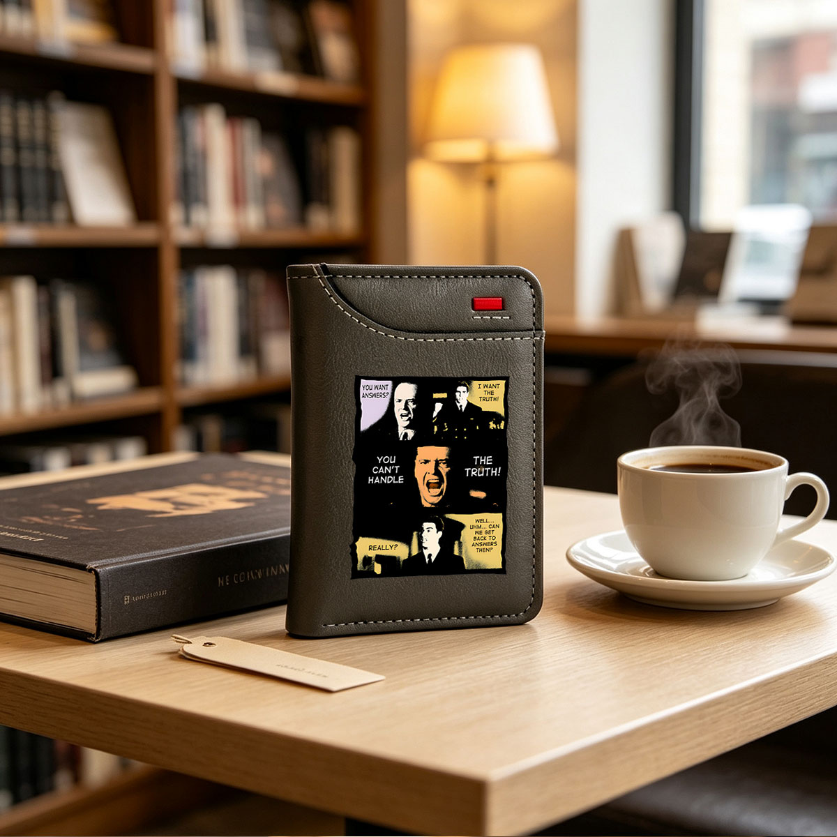 J. Edgar Hoover, Jack Bauer, and a military officer in a dramatic exchange about truth and answers. - Vertical Style Wallet