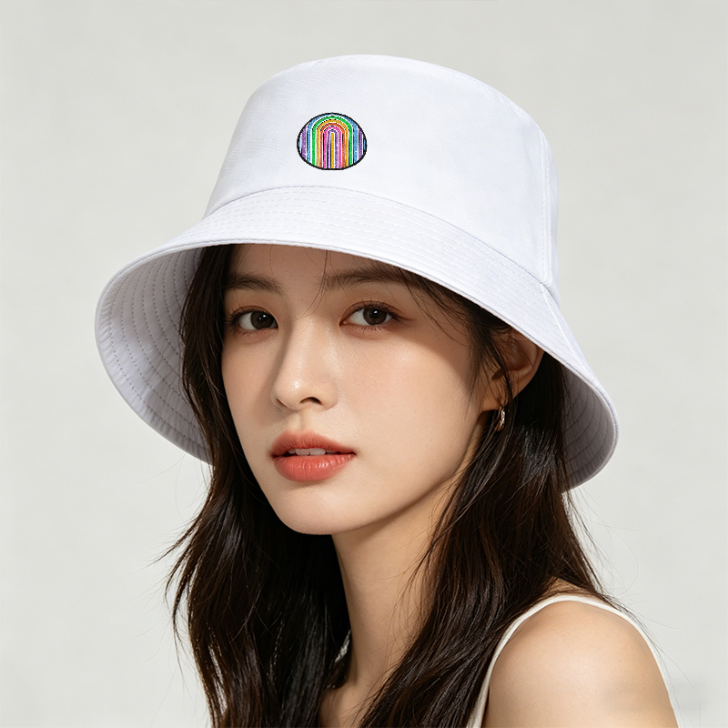 Unisex Bucket Hat with Glitter Rainbow Print Design - Classic Adjustable Sun Hat for Outdoor Activities, Beach, Travel, and Casual Wear - Perfect for Adults Seeking Fashionable and Comfortable Headwear