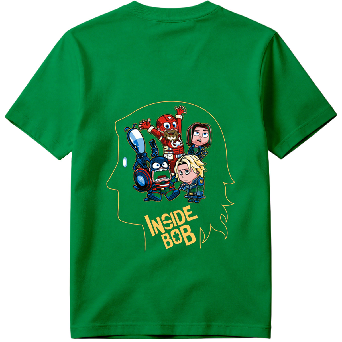 Inside Bob: Captain America, Black Widow, and Thor in Chibi Style - Tee