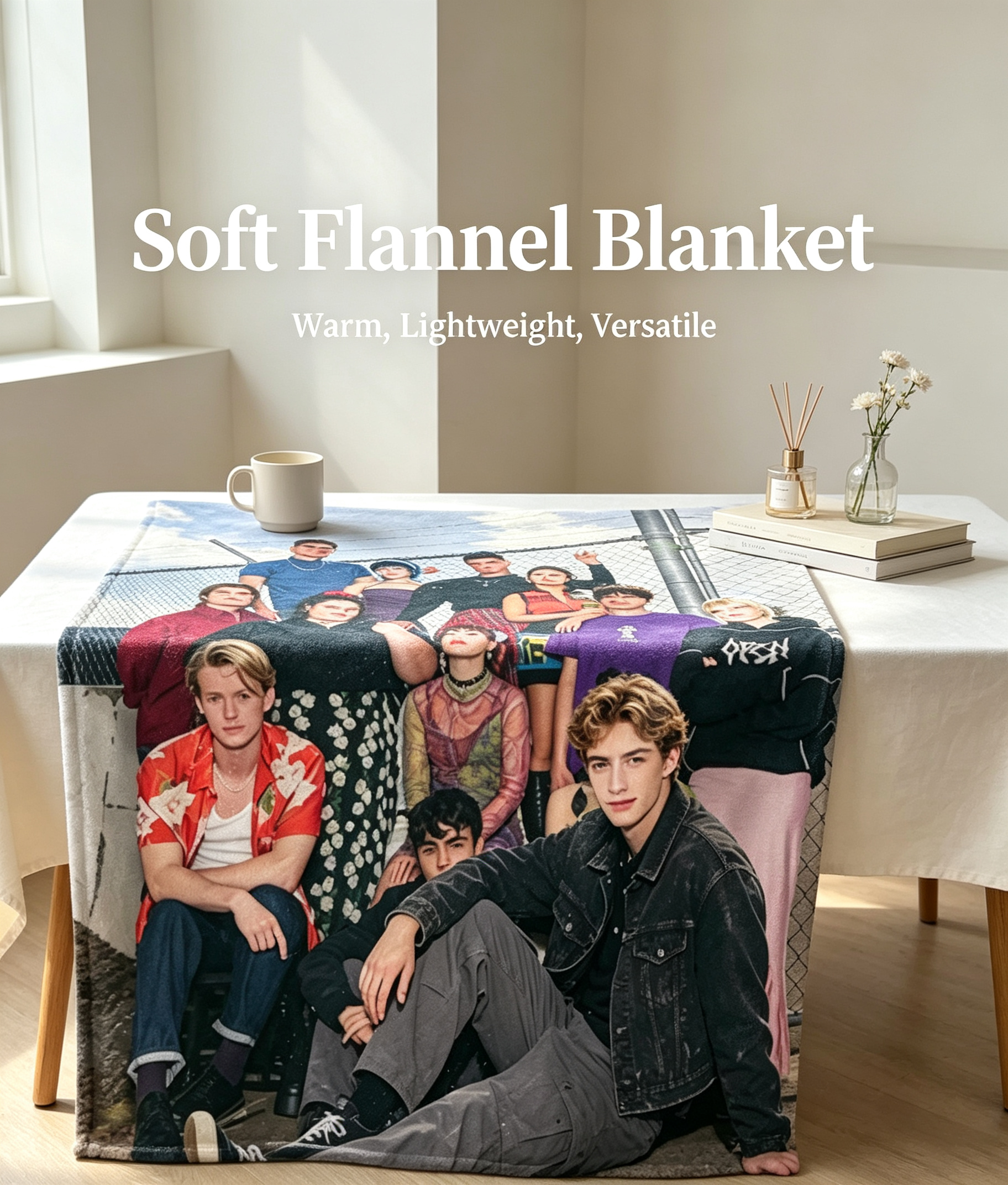 Custom Face Blanket Featuring Diverse Youth Group Portrait Flannel Blanket Perfect for Cozy Nights and Unique Gift or Giveaway Idea
