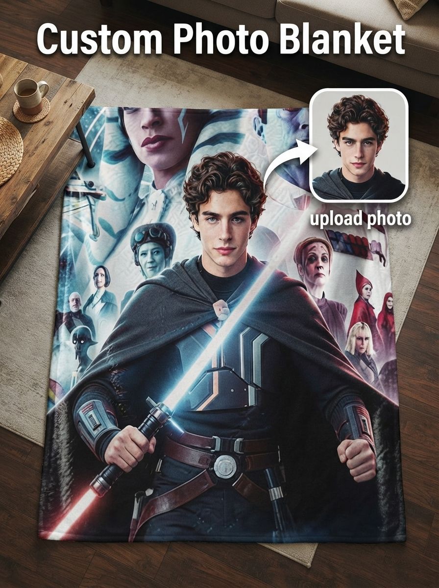 Custom Photo Face Flannel Blanket Personalized Sci-Fi Character Portrait Soft Fleece Throw Ideal Personalized Gift