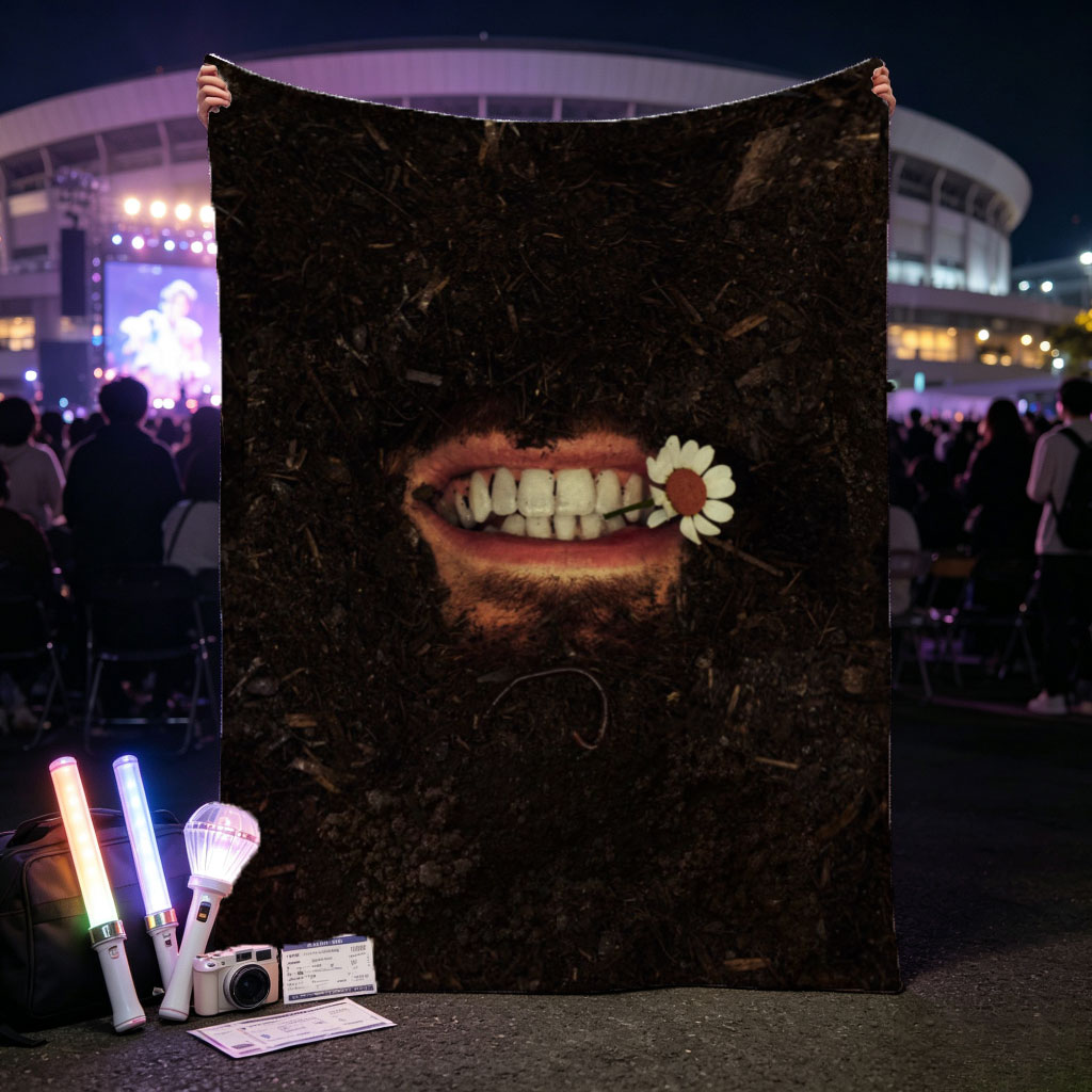 The Weeknd in Dark Soil with a Flower in His Mouth - Blankets