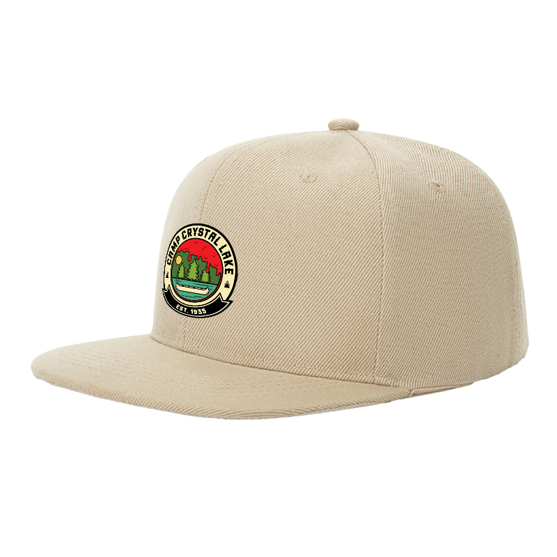 Flat Brim Baseball Cap Camp Crystal Lake Logo Print Streetwear Underground Skate Style for Basketball Court Skate Park Urban Outdoors Skaters Rappers Streetwear Enthusiasts