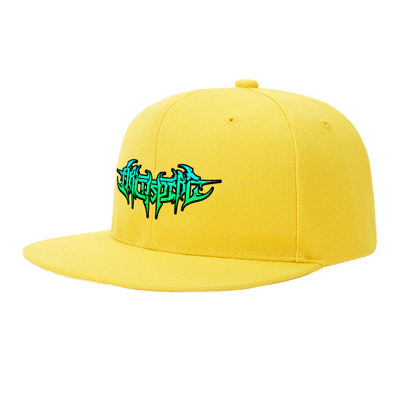 Flat Brim Baseball Cap with Neon Green Gothic Logo Print Streetwear Underground Skate Style for Basketball Court Skate Park Urban Lifestyle Skaters Rappers Streetwear Enthusiasts