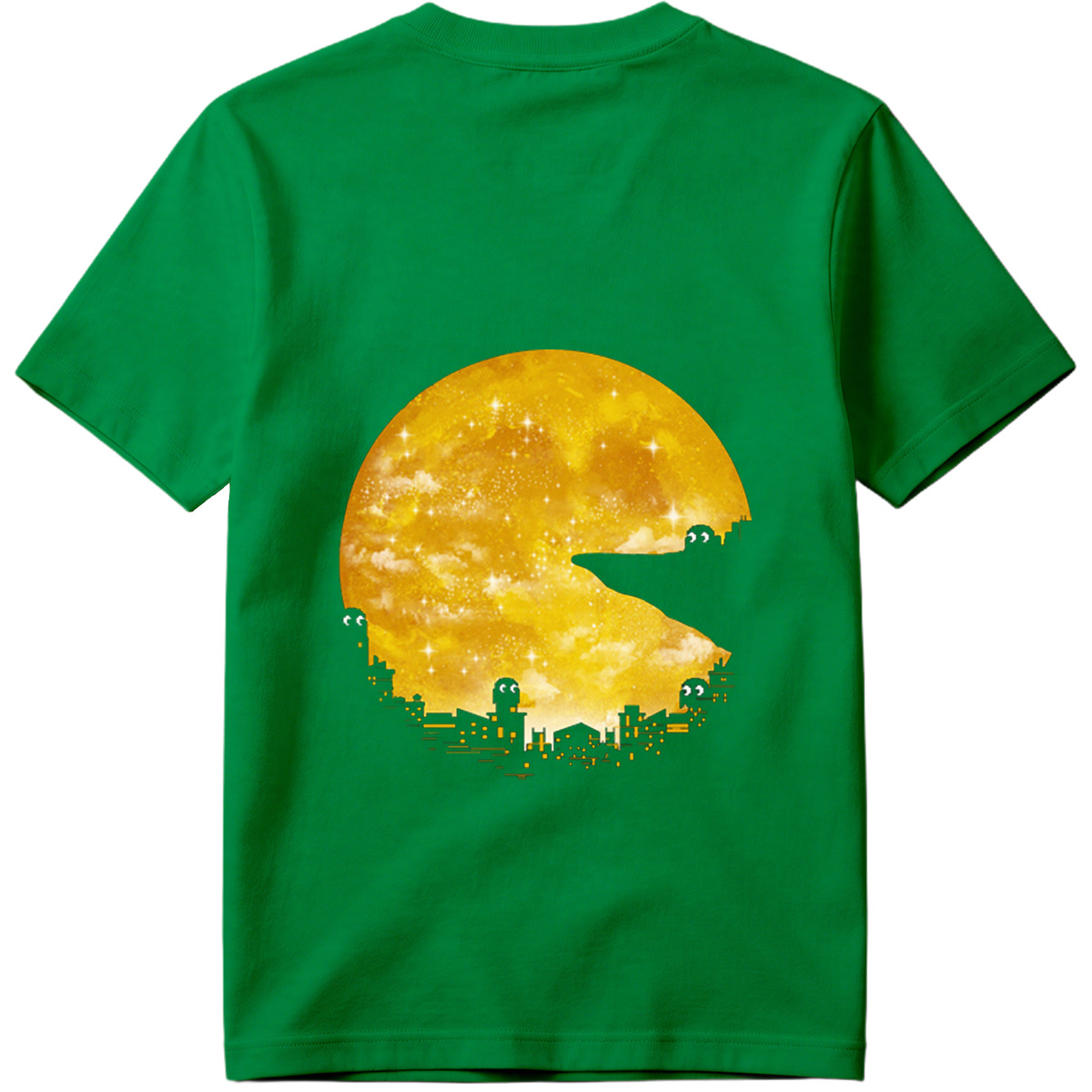 Pac-Man Cityscape Under the Moon - Tee