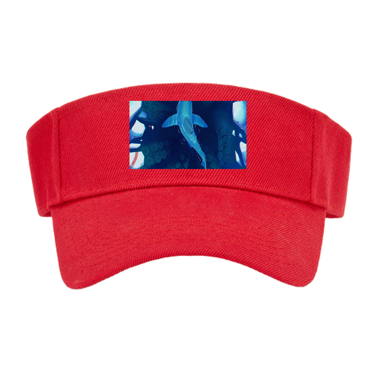 Shark swims through icy coral reef in deep blue ocean -  Visor cap