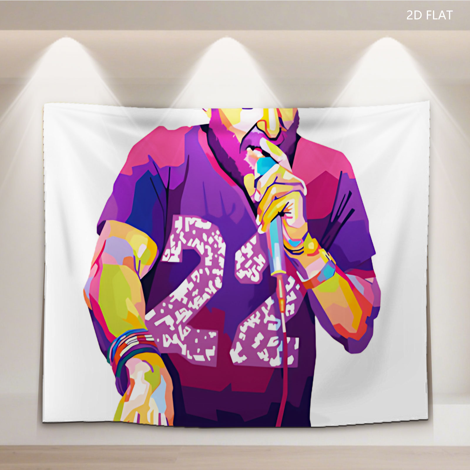 DJ with Colorful Hair and Microphone at Turntable - Tapestry
