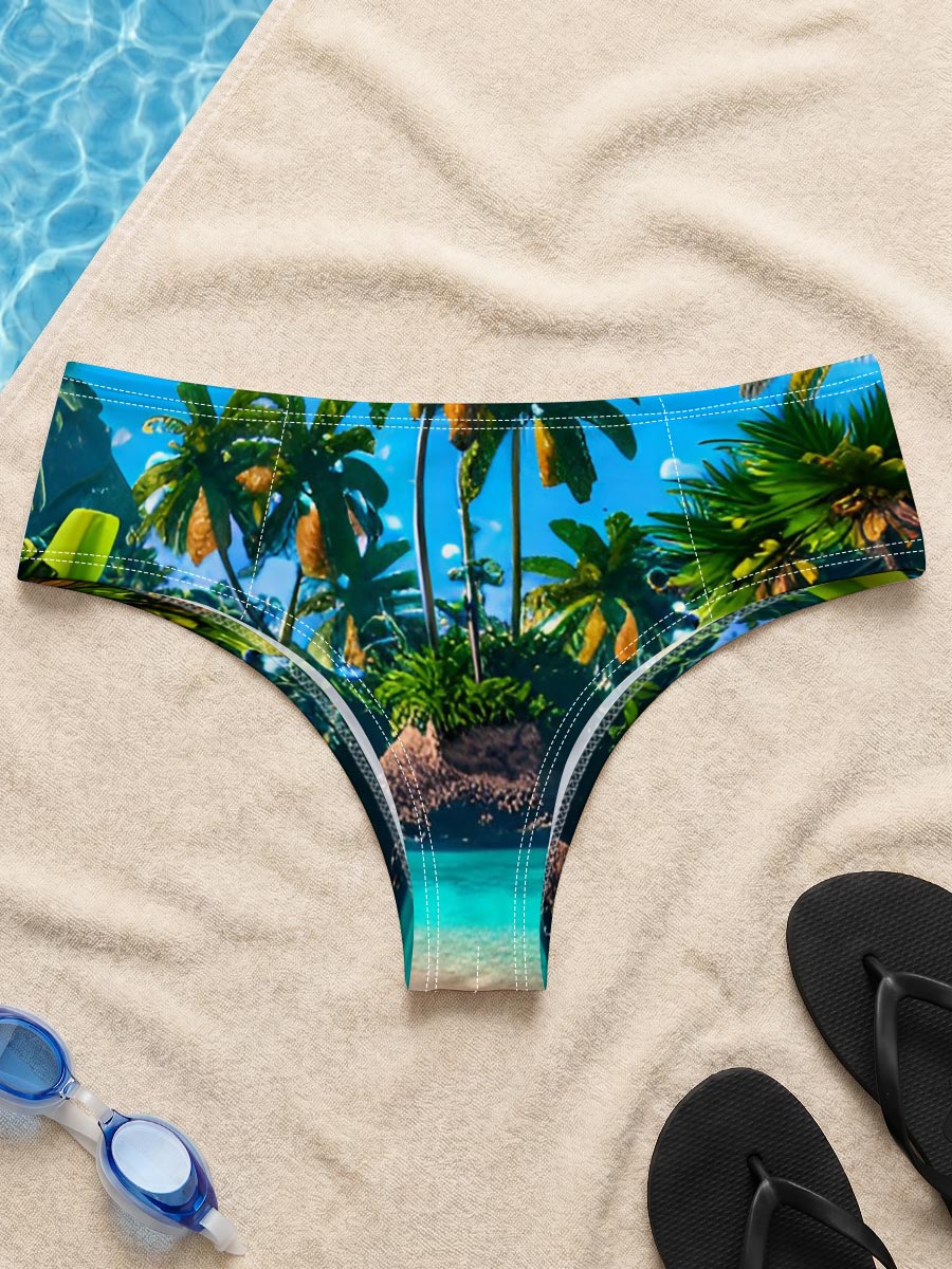 Tropical Paradise Beach with Palm Trees and Crystal Clear Water -  Men's swim trunks