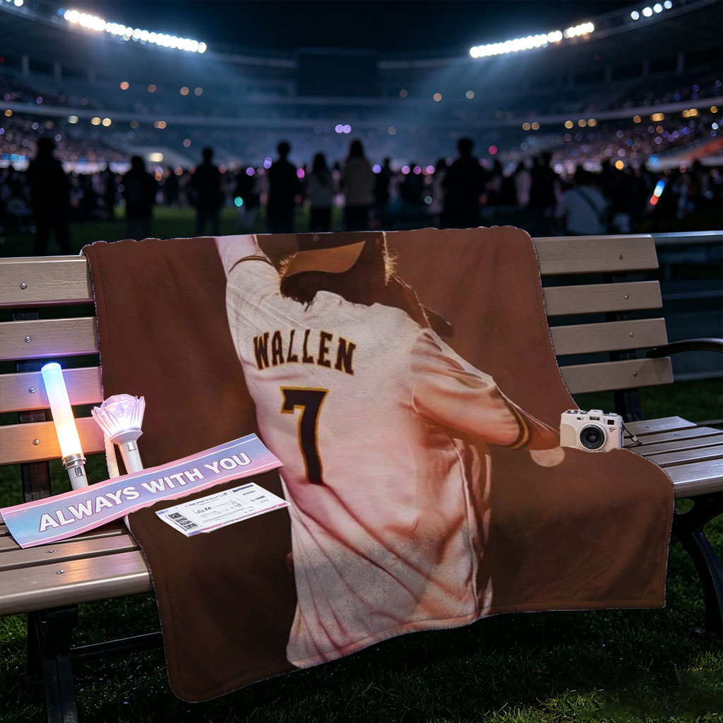 Morgan Wallen Live Performance Pointing to the Crowd in a White Jersey with Number 7 - Blankets