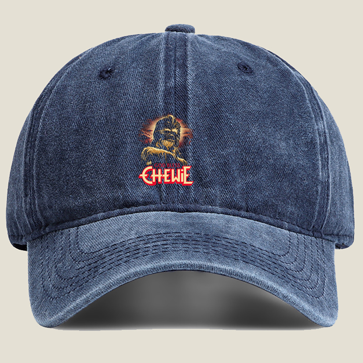 God Bless Chewie - Star Wars Character Art - Washed Denim - Baseball Cap