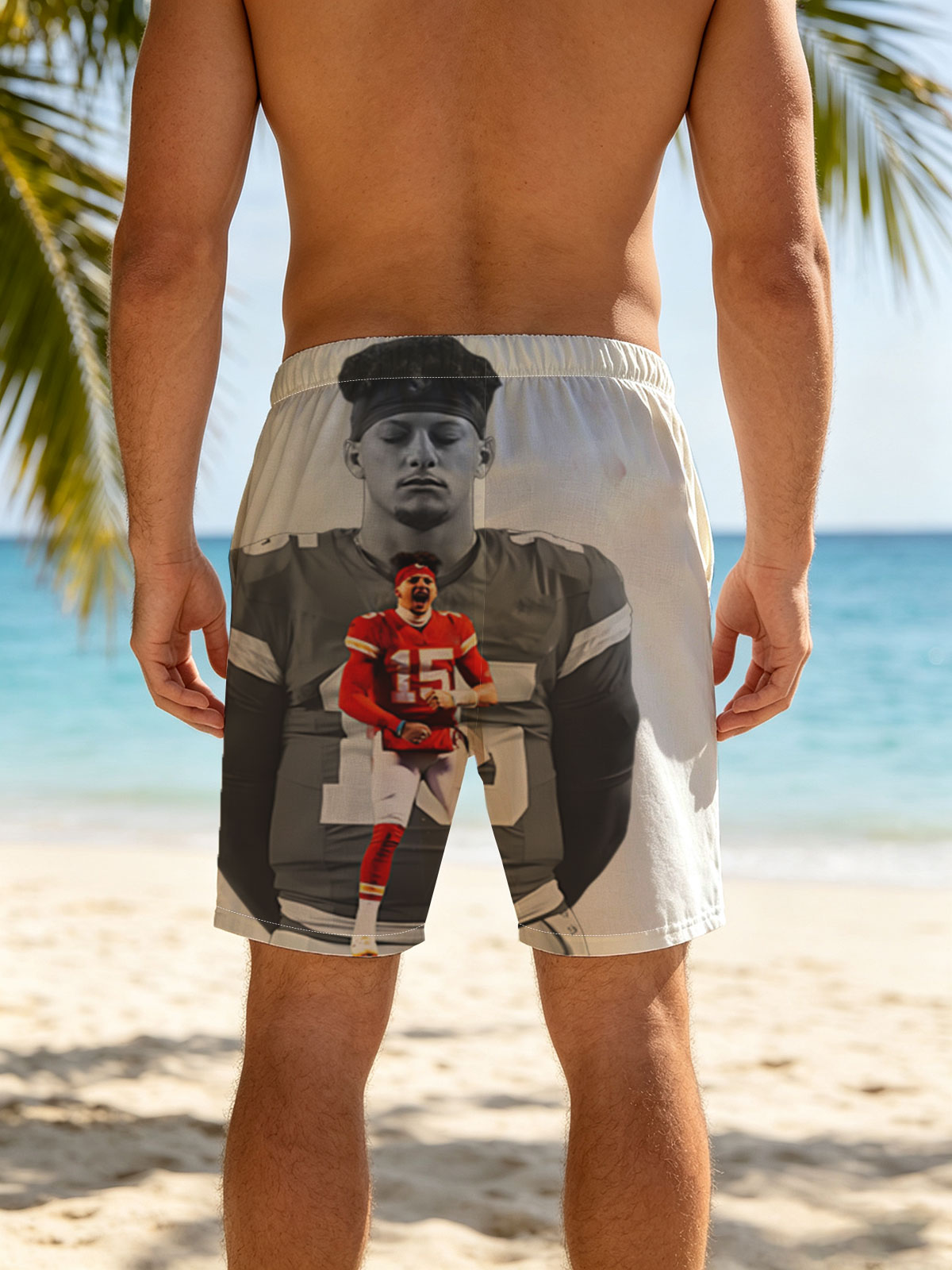 Patrick Mahomes in Action: Kansas City Chiefs Quarterback Spotlight -  Beach shorts