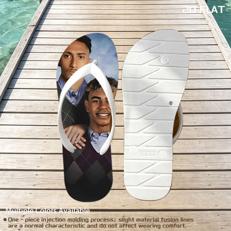 Two Men in Argyle Vests, One Smiling, One Serious, Blue Background -  flip-flops