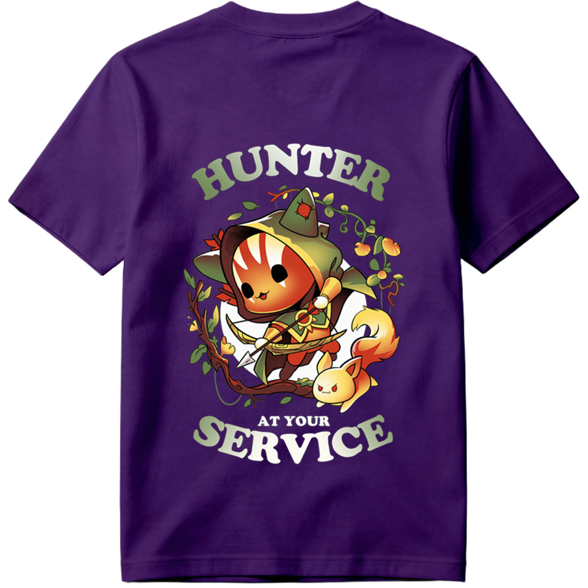 Hunter at Your Service - Chibi Archer and Fox Companion - Tee