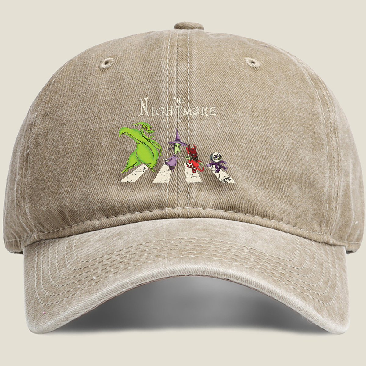 The Nightmare: Oogie Boogie, Witch, Devil, and Jack Skellington Crossing - Washed Denim - Baseball Cap