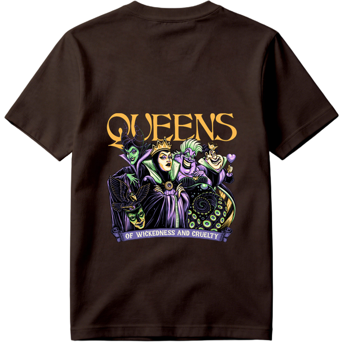 Queens of Wickedness and Cruelty: Maleficent, Evil Queen, Ursula, and Queen of Hearts - Tee