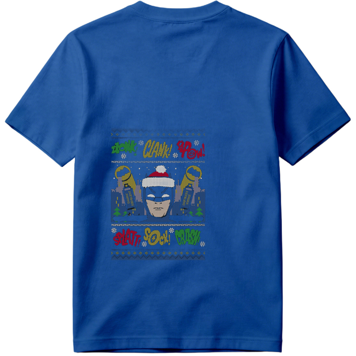 Batman Christmas Sweater with Comic Sound Effects - Tee