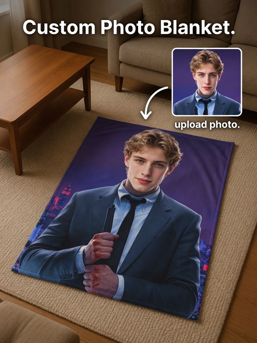 Custom Face Photo Flannel Blanket Personalized Portrait Throw Ultra Soft Anti Pilling Fleece Bed Sofa Travel Cozy Gift